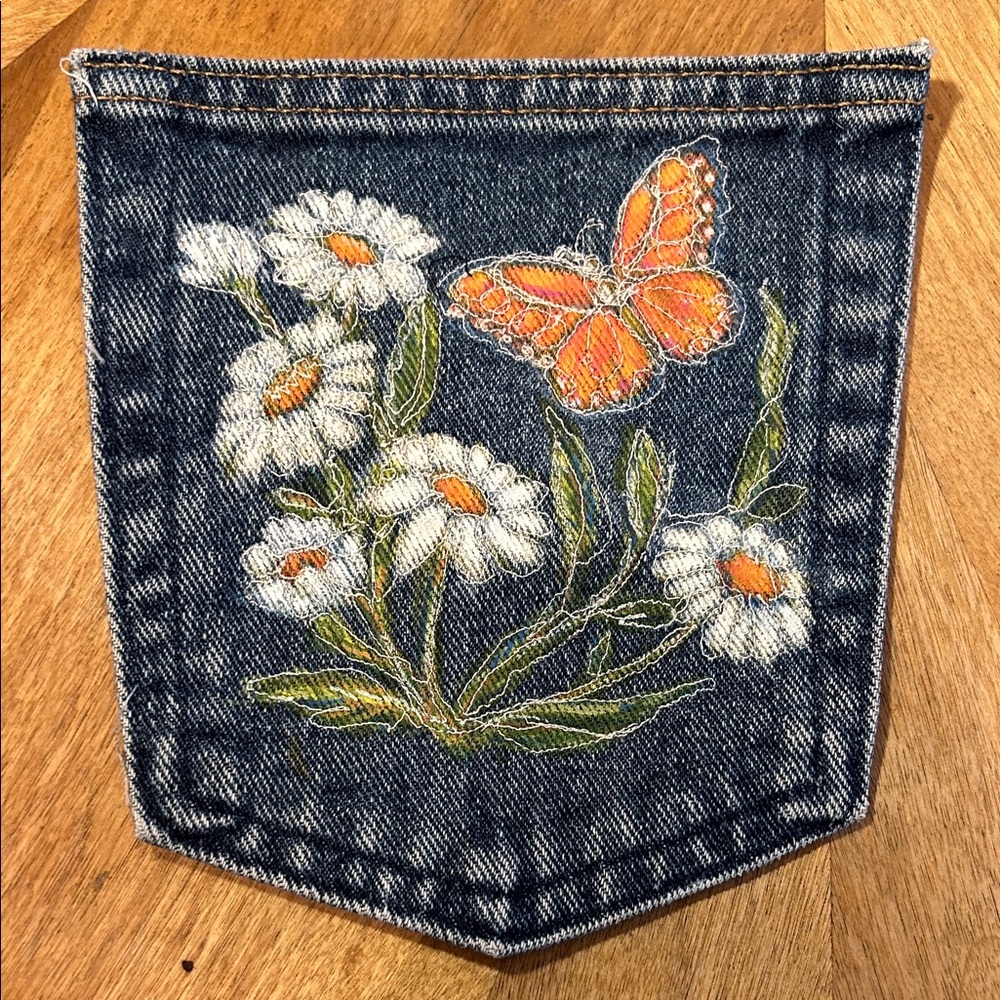 Hand painted Patch/Pocket. One of a kind. Apply to jeans, bag, jacket, etc.
